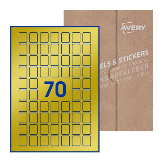 Folha branca com 70 etiquetas adesivas retangulares 20x25 com caixa de embalagem de papel - Etiquetas adesivas retangulares Avery® 20 x 25 mm