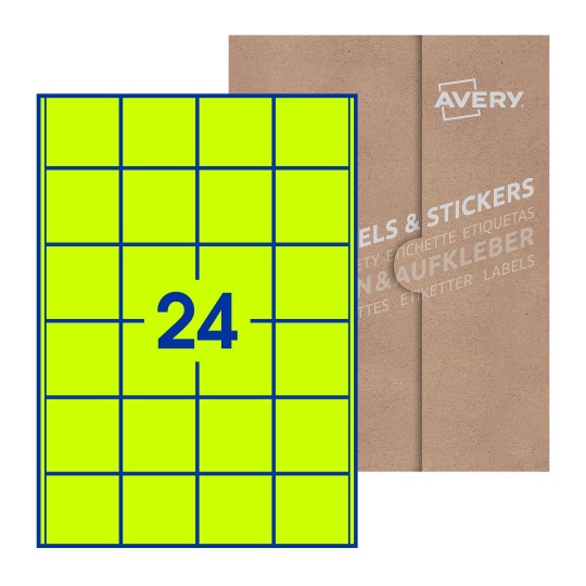 folha branca com 15 etiquetas adesivas quadradas 50x50 com caixa de embalagem de papel - Etiquetas adesivas quadradas Avery® 50 x 50 mm