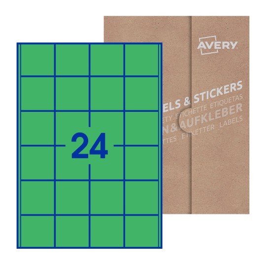 folha branca com 15 etiquetas adesivas quadradas 50x50 com caixa de embalagem de papel - Etiquetas adesivas quadradas Avery® 50 x 50 mm