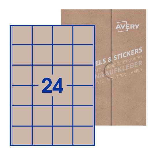 folha branca com 15 etiquetas adesivas quadradas 50x50 com caixa de embalagem de papel - Etiquetas adesivas quadradas Avery® 50 x 50 mm