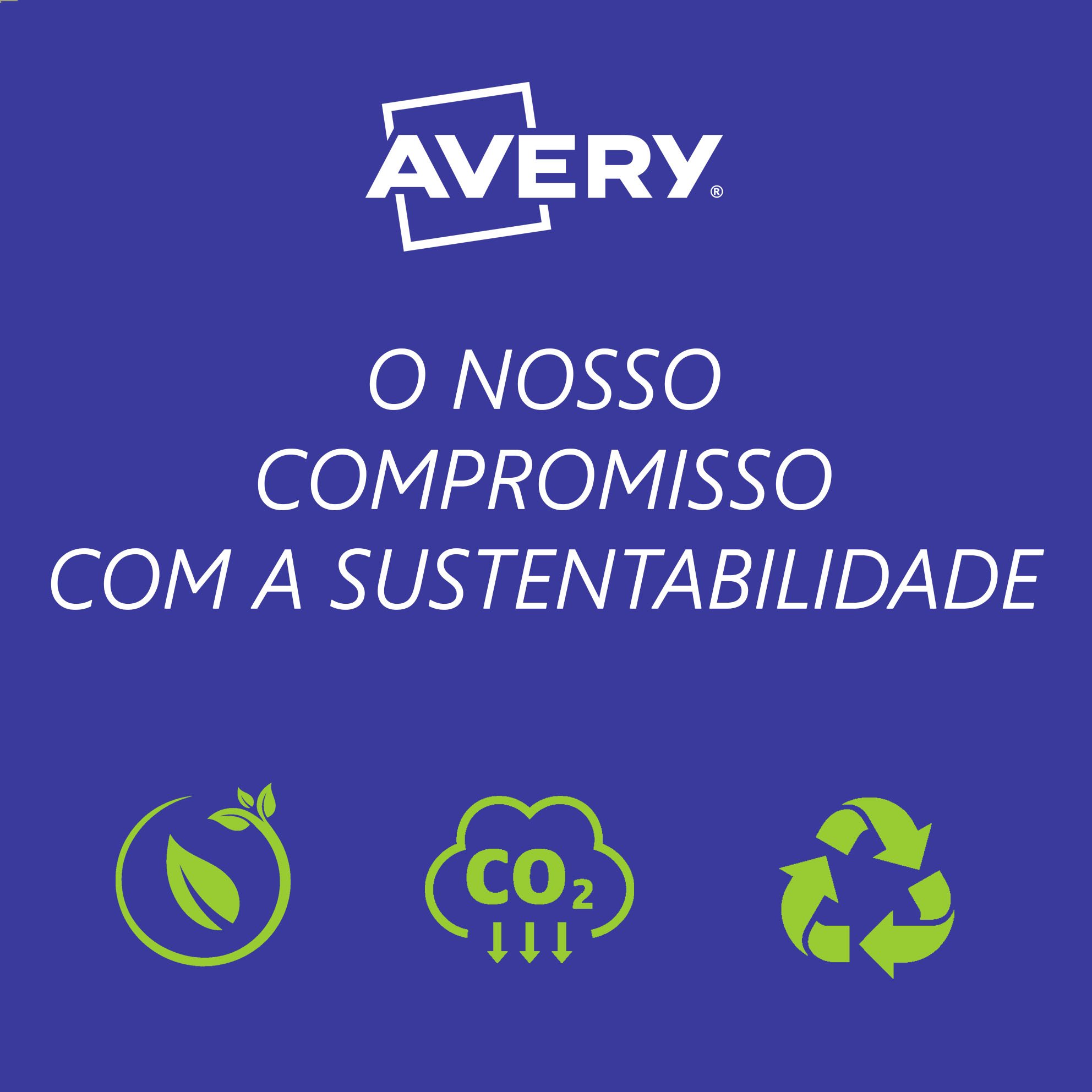 faixa azul com verde escrito nosso empenho com a sustentabilidade
