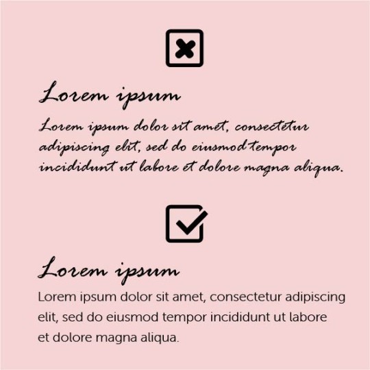 imagens de como usar textos em etiquetas corretamente. Se o texto for longo use uma fonte pequena e um estilo simples