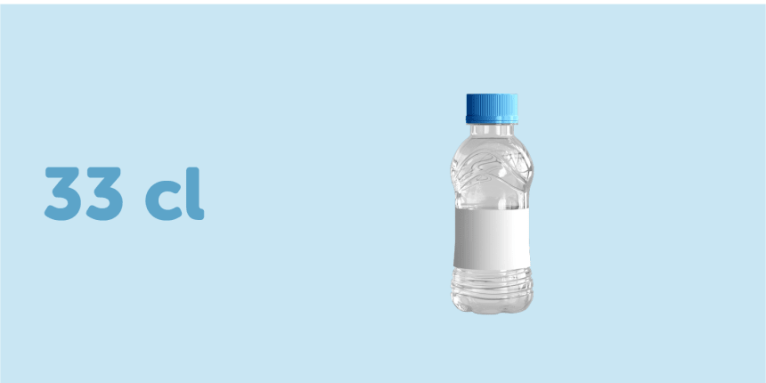 Etiqueta adesiva envolvente para garrafa de água de 33cl