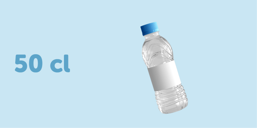 Etiqueta adesiva envolvente para garrafa de água de 50cl