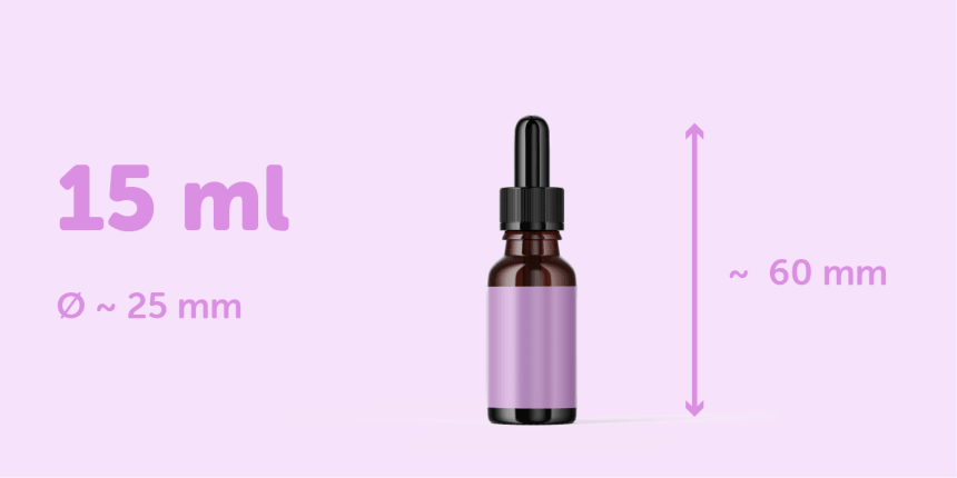Etiqueta de pote de cosméticos de 15 ml com 60 mm de altura diâmetro 25mm colocada em pote âmbar, etiqueta roxa