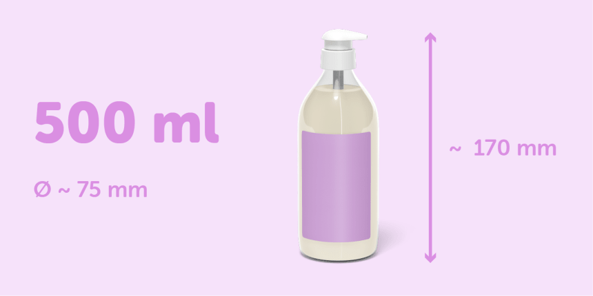 Etiqueta de pote de cosméticos de 500 ml com 170 mm de altura diâmetro 75mm colocada em pote transparente, etiqueta roxa