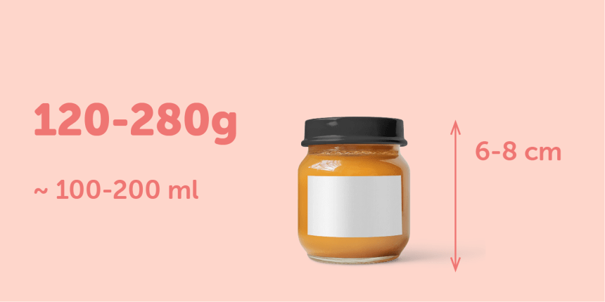 Etiqueta retangular para potes de 120-280g com 6-8cm de altura colocada em um pote de vidro cheio de geleia
