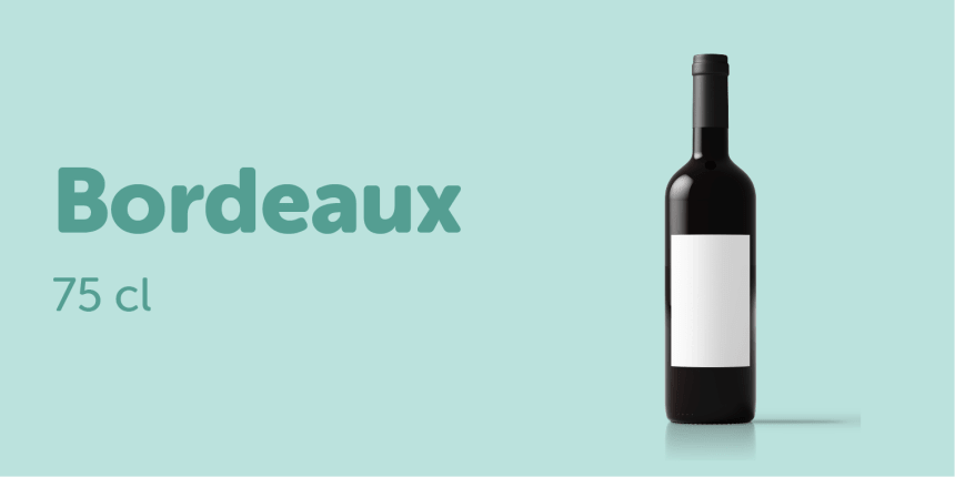 Etiqueta retangular branca para garrafas de vinho Bordeaux de 75cl