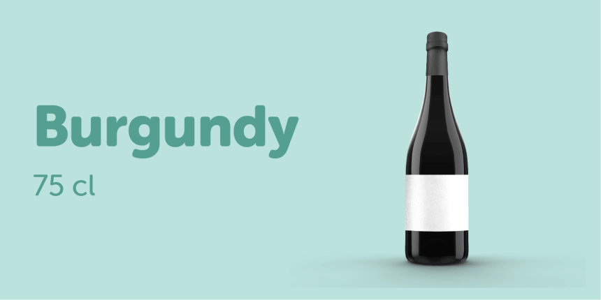 Etiqueta retangular branca  para garrafas de vinho Burgundy de 75cl