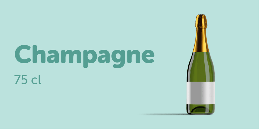 Etiquetas adesivas para garrafas de champagne de 75 cl