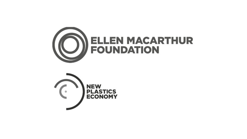 Logotipo da Fundação Macarthur e novo logotipo da economia do plástico