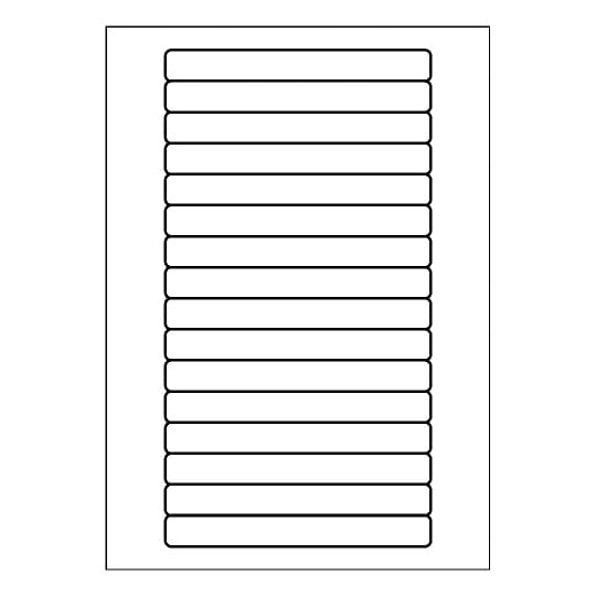 folha branca com 16 etiquetas adesivas retangulares 145x17