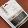 Saco hermético para alimentos com etiquetas adesivas personalizadas com a inscrição "Hot Coffee" e uma imagem de coruja