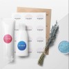 frascos de cosméticos brancos com duas folhas de etiquetas adesivas redondas personalizadas, ideais para frascos.