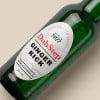 Garrafa de cerveja de vidro com etiqueta adesiva personalizada com a inscrição Dubstep ginger kick