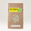 Saco de arroz em material orgânico com etiqueta adesiva personalizada indicando mercado orgânico