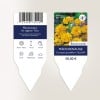 Etiquetas de cartão personalizadas retangulares para plantas para serem inseridas no solo. texto com planta coreopsis.